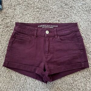 AE Burgundy Denim Shorts